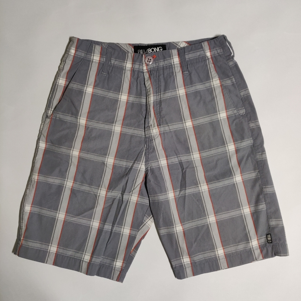 Billabong Casual Gray Plaid Shorts, Size 30